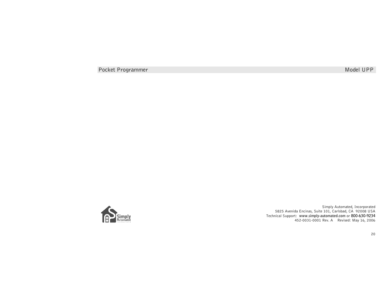 Simply Automated UPP User Manual | Page 20 / 20