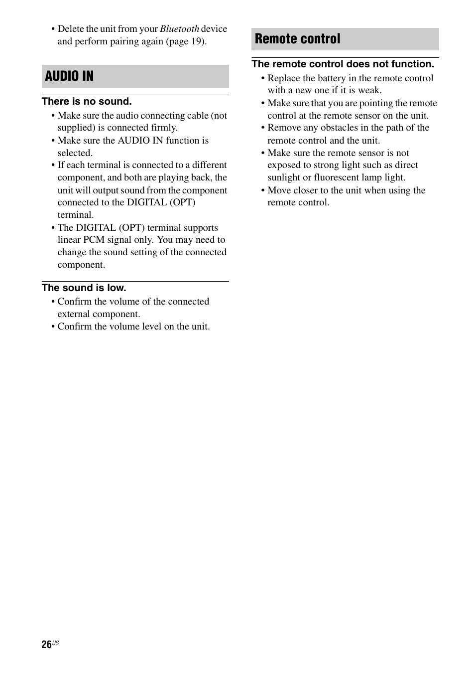Audio in remote control | Sony RDP-XA900iPN User Manual | Page 30 / 108