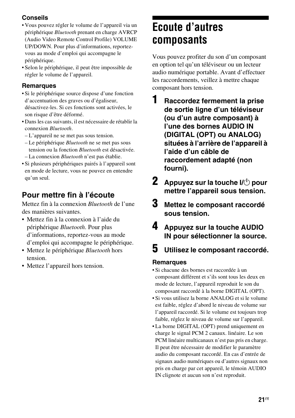 Ecoute d’autres composants | Sony RDP-XA900iPN User Manual | Page 59 / 108
