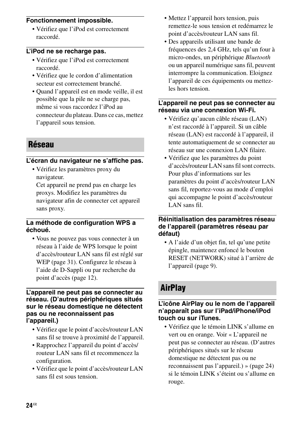 Réseau airplay | Sony RDP-XA900iPN User Manual | Page 62 / 108
