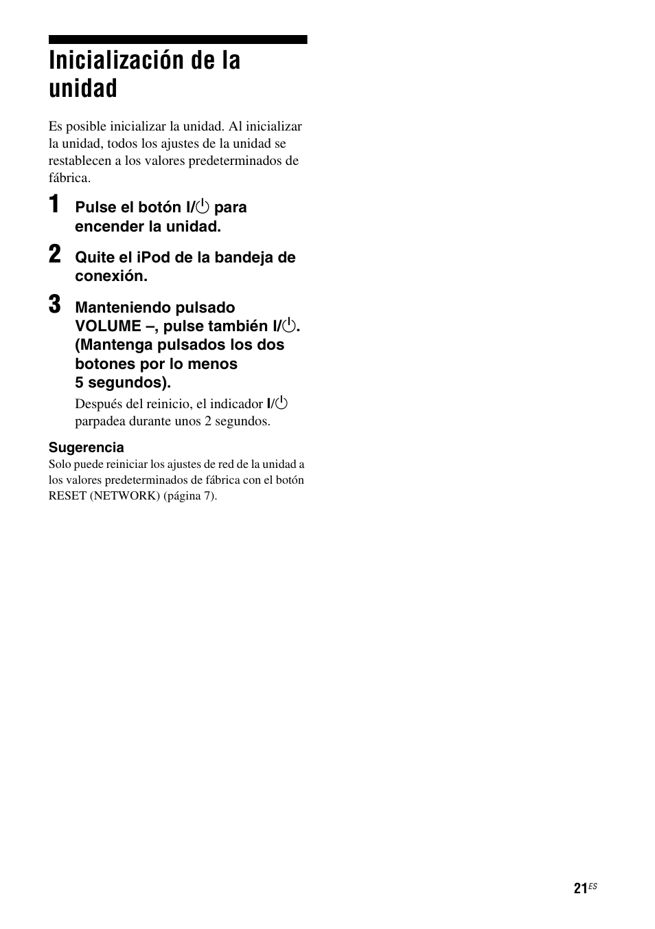 Inicialización de la unidad | Sony RDP-XA900iPN User Manual | Page 93 / 108