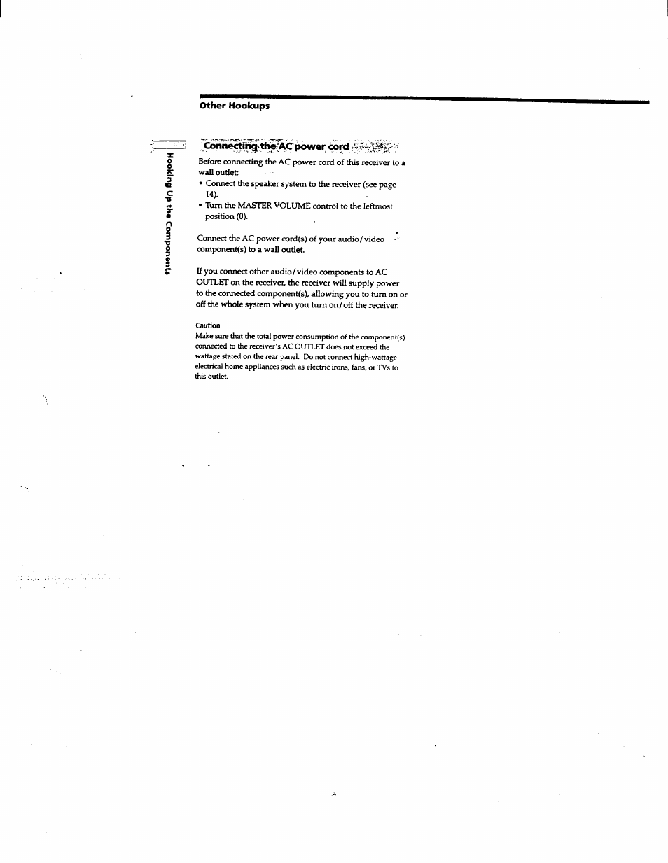 Other hookups, Cbnne^ng-.ther'ac power rard | Sony STR-DE625 User Manual | Page 10 / 41