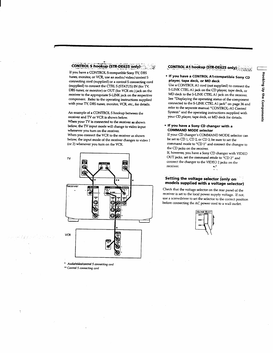 Cdi^oiishm, Xoi^ot at hookup onlyjg | Sony STR-DE625 User Manual | Page 11 / 41