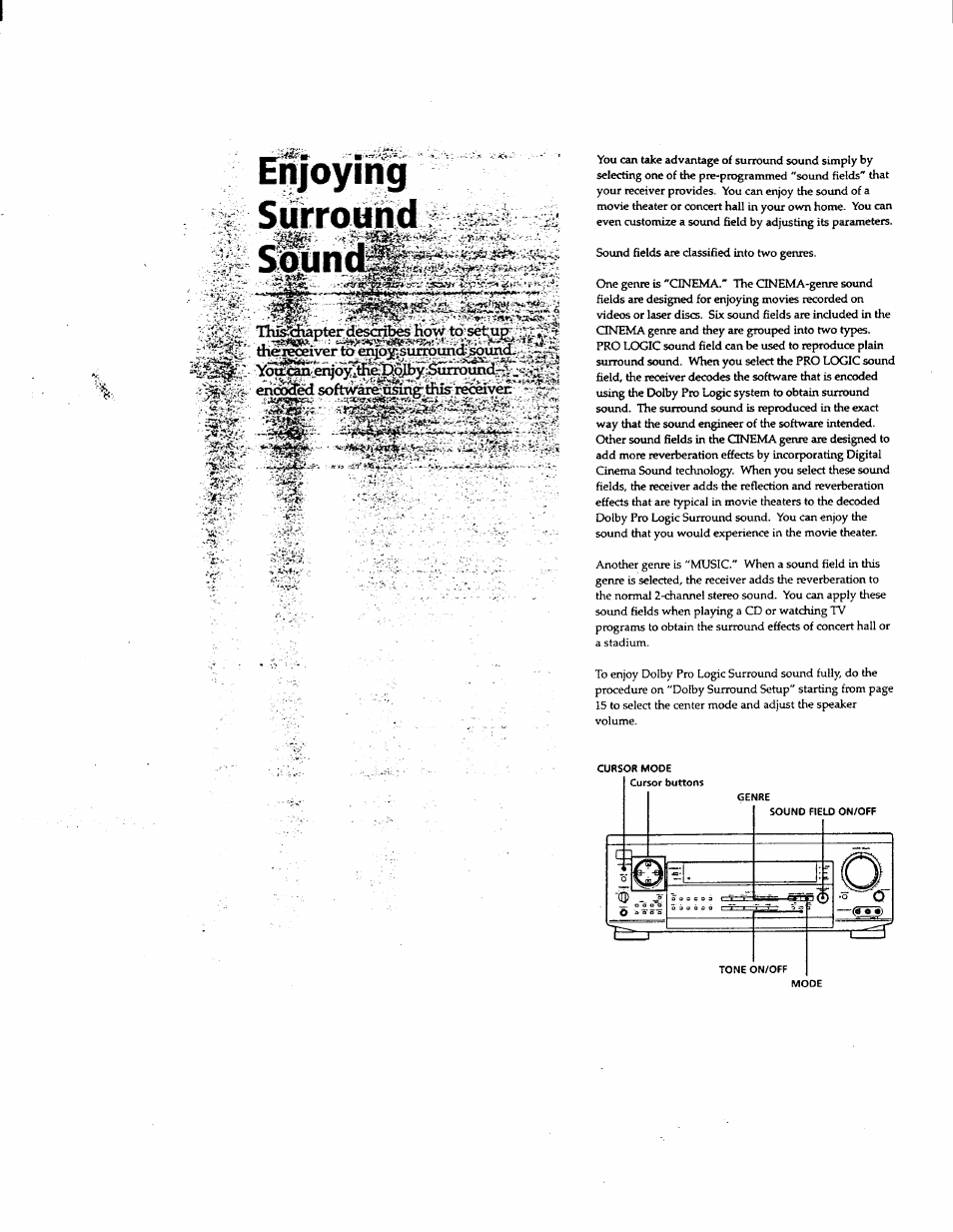 Enjoying, Surround | Sony STR-DE625 User Manual | Page 22 / 41