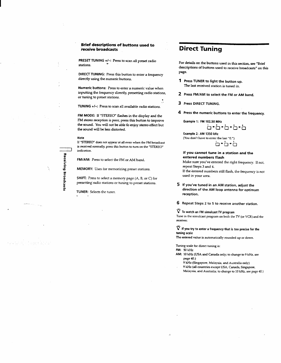 Direct tuning | Sony STR-DE625 User Manual | Page 28 / 41