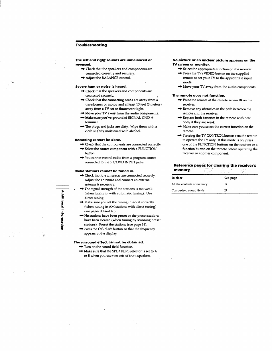 Troubleshooting | Sony STR-DE625 User Manual | Page 36 / 41