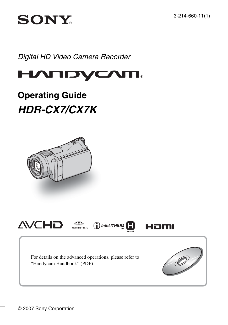 Sony HDR-CX7 User Manual | 40 pages