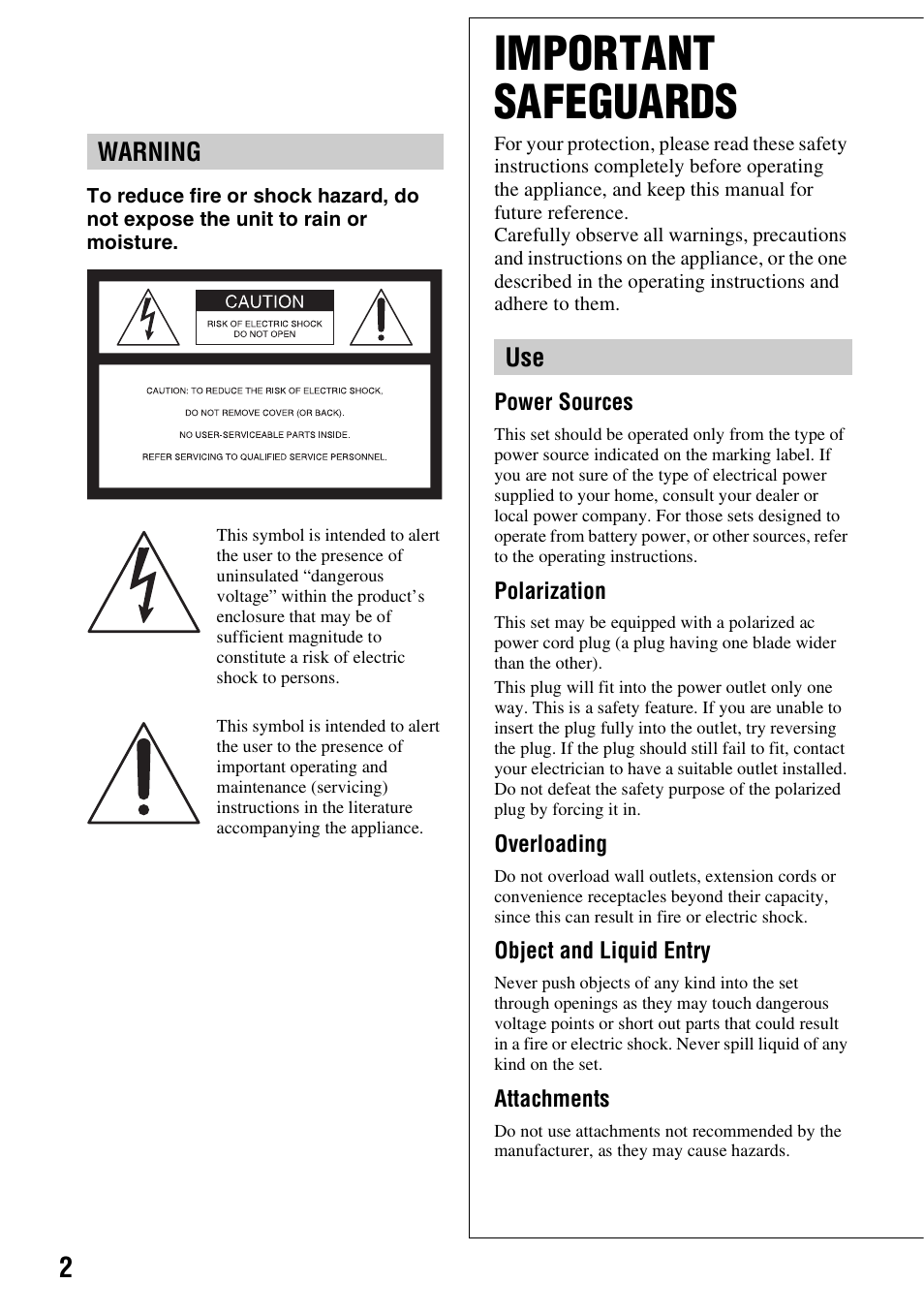 Important safeguards | Sony HDR-CX7 User Manual | Page 2 / 40