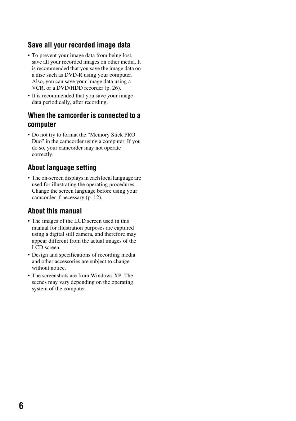 Sony HDR-CX7 User Manual | Page 6 / 40