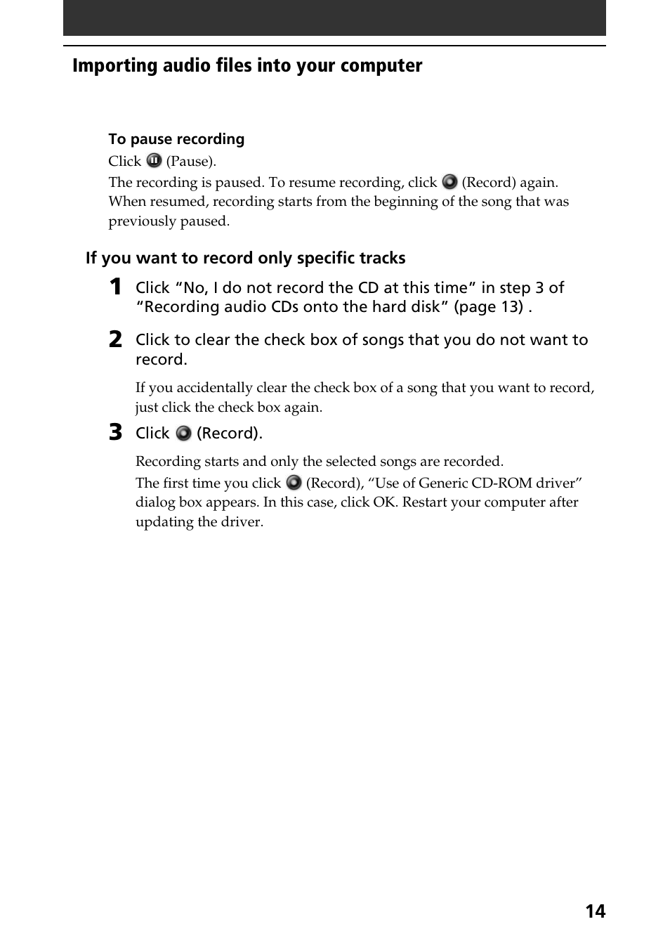 14 importing audio files into your computer | Sony PEG-N760C User Manual | Page 14 / 57