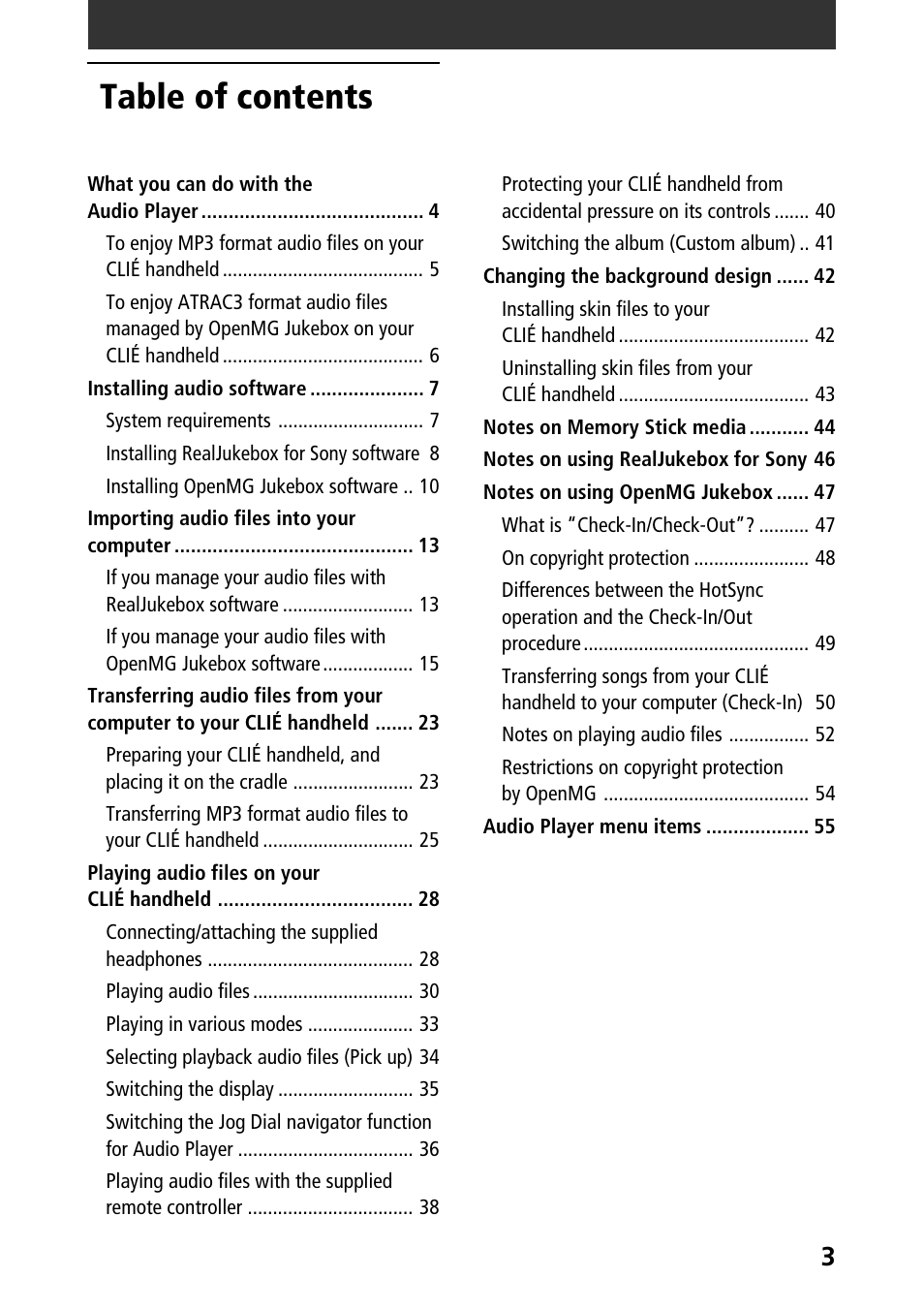 Sony PEG-N760C User Manual | Page 3 / 57