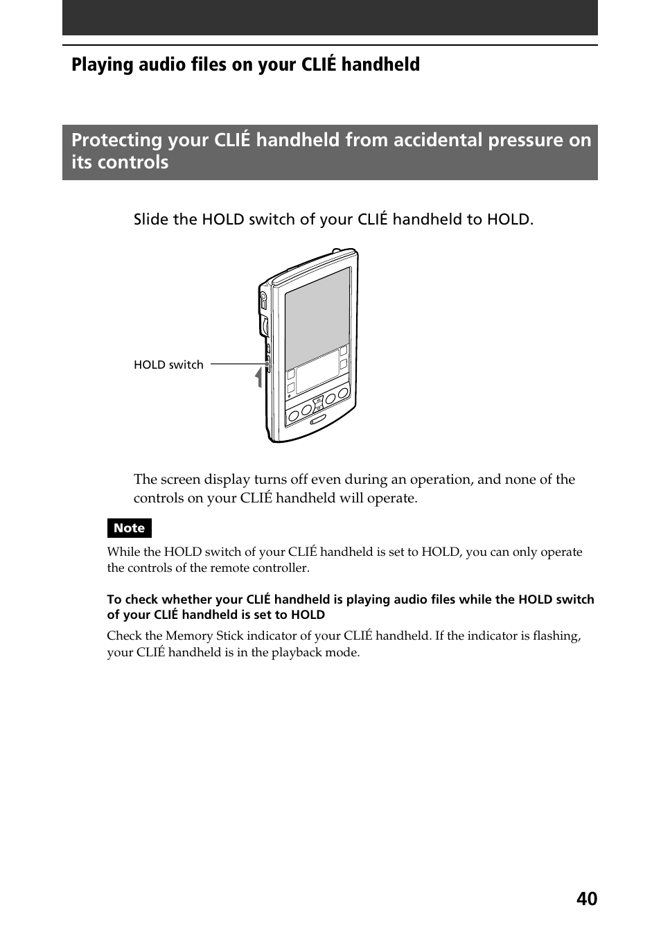 Playing audio files on your clié handheld | Sony PEG-N760C User Manual | Page 40 / 57