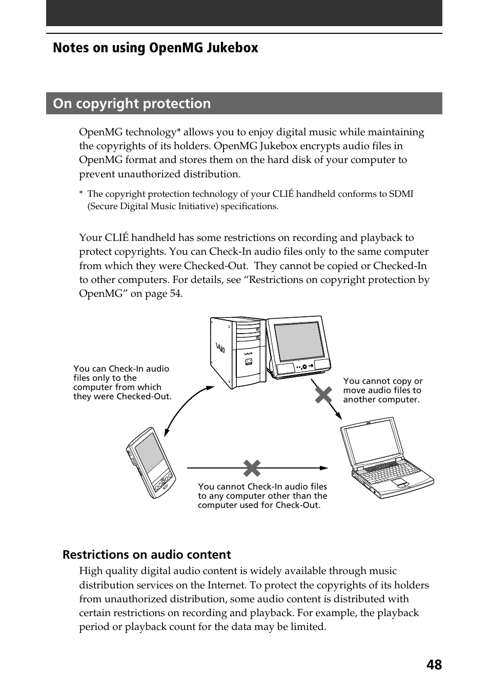 On copyright protection | Sony PEG-N760C User Manual | Page 48 / 57