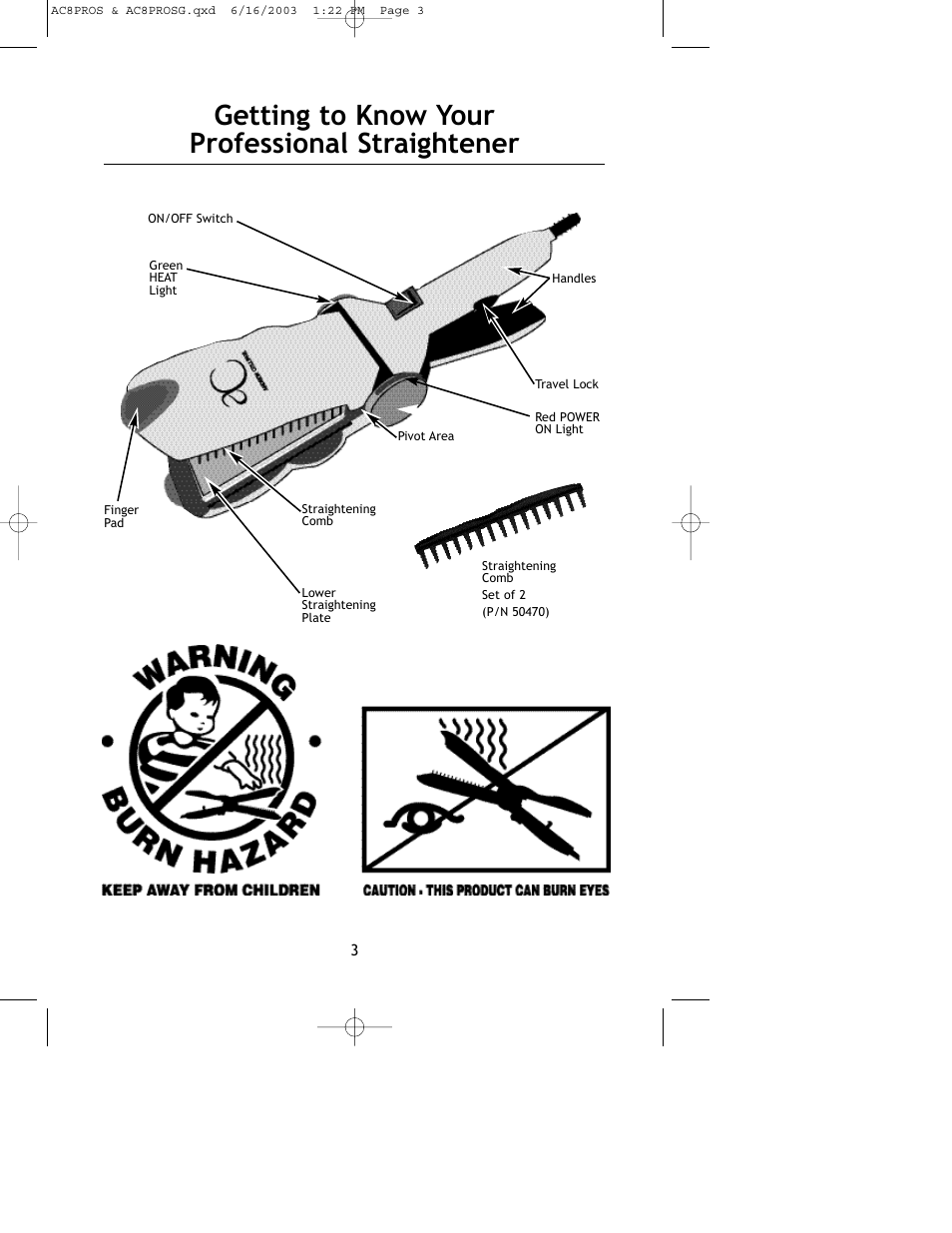 Getting to know your professional straightener | Salton, Inc AC8PROS User Manual | Page 4 / 12