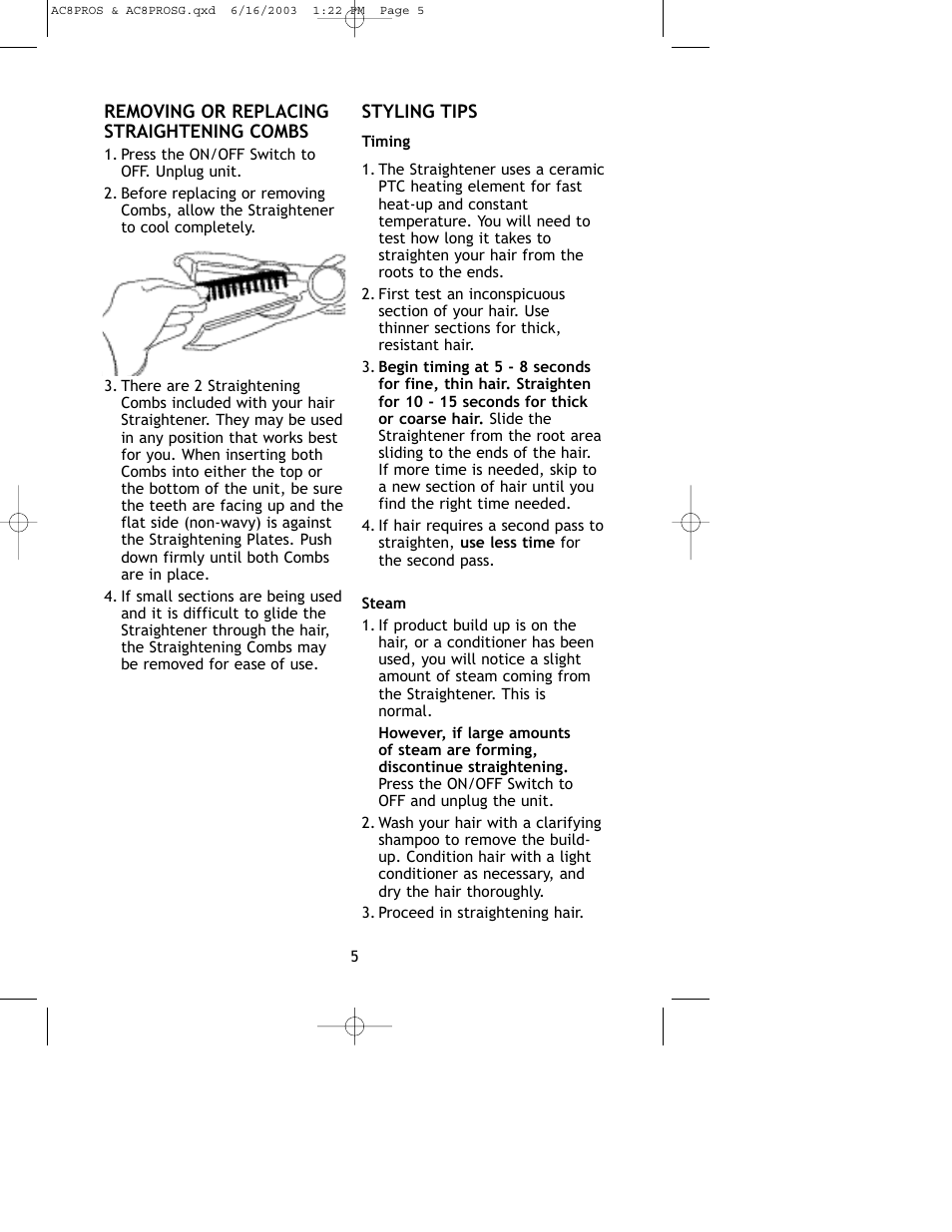 Salton, Inc AC8PROS User Manual | Page 6 / 12