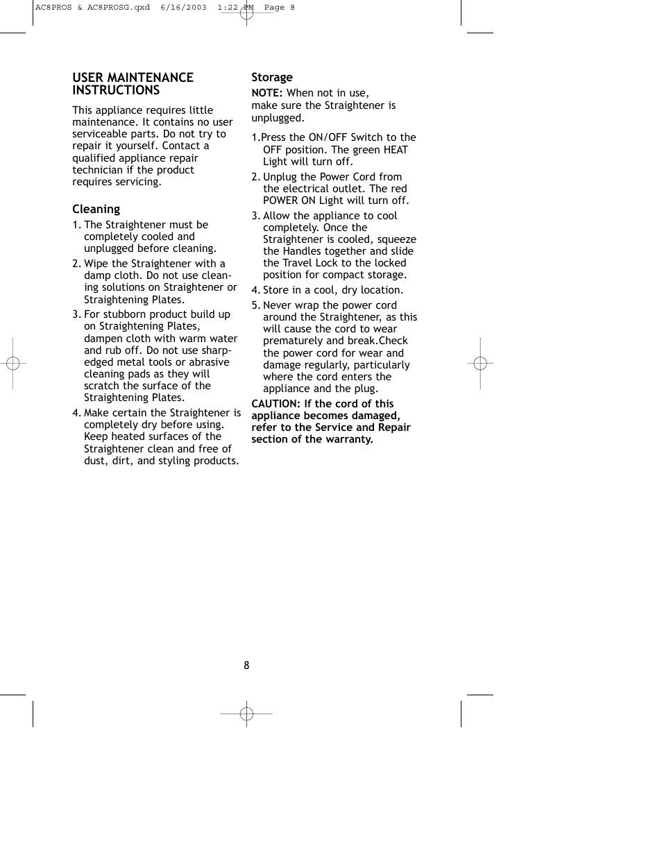 Salton, Inc AC8PROS User Manual | Page 9 / 12