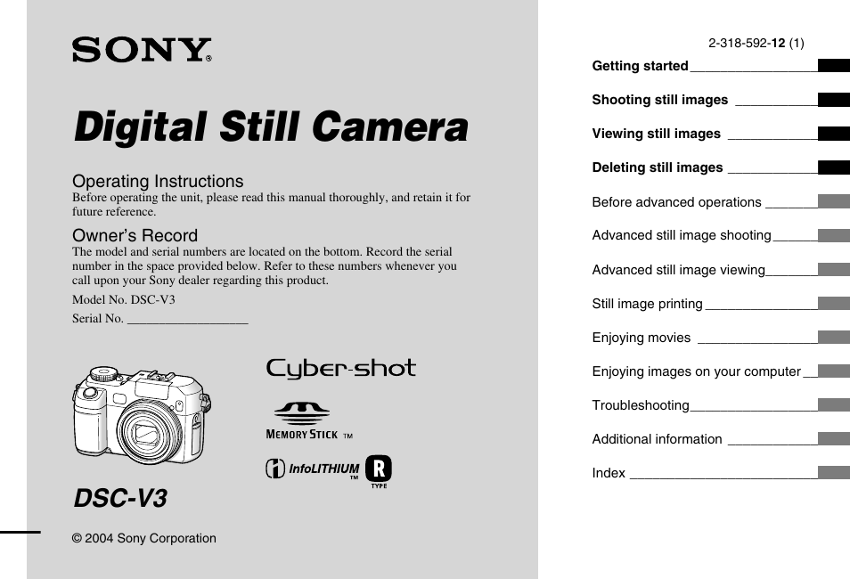 Sony DSC-V3 User Manual | 156 pages