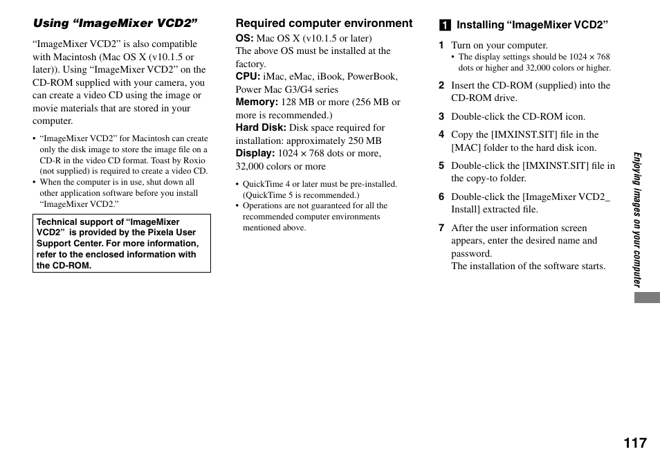 Using “imagemixer vcd2 | Sony DSC-V3 User Manual | Page 117 / 156