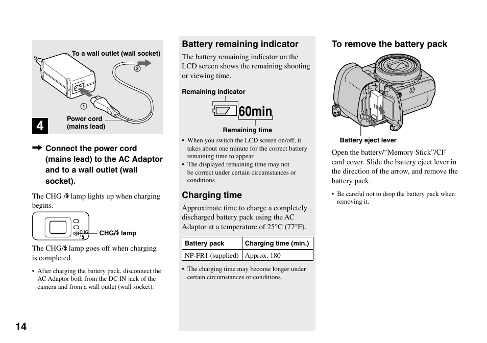 60min | Sony DSC-V3 User Manual | Page 14 / 156