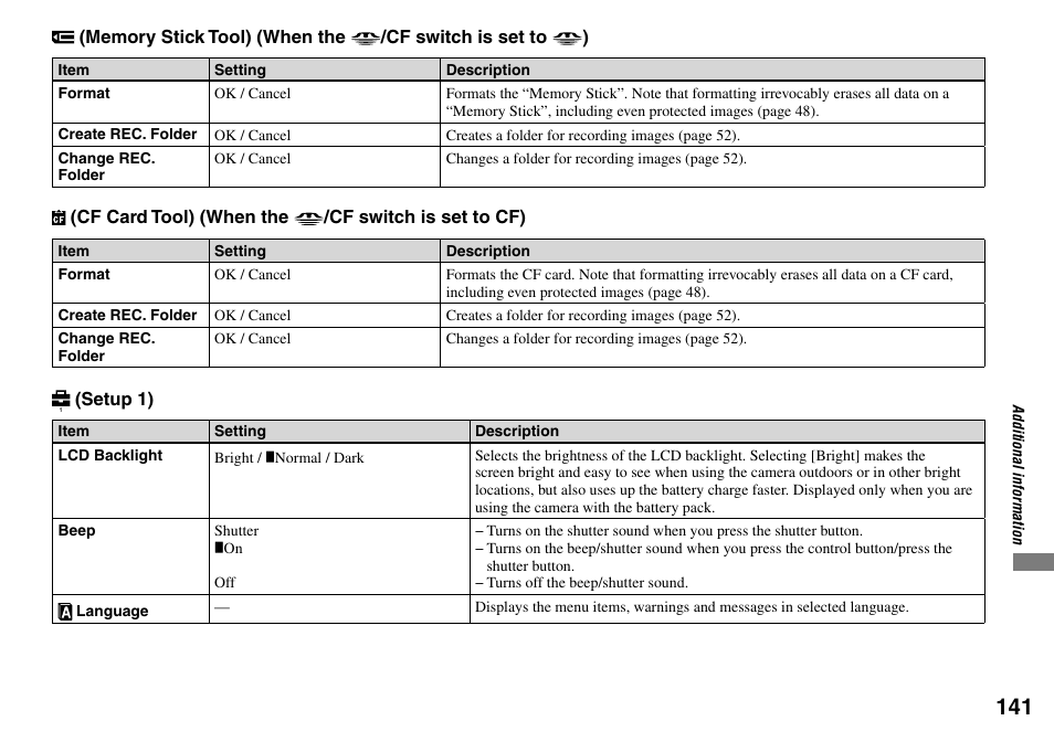 Sony DSC-V3 User Manual | Page 141 / 156