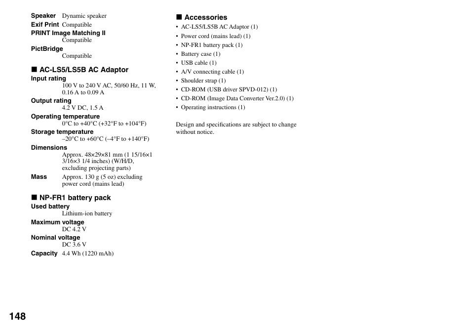 Sony DSC-V3 User Manual | Page 148 / 156