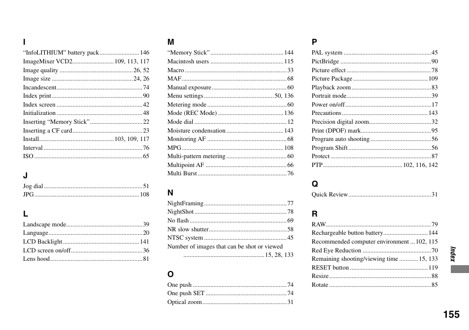 Sony DSC-V3 User Manual | Page 155 / 156