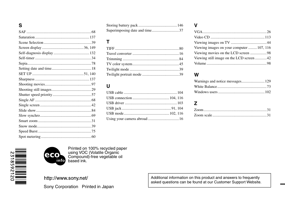 Sony DSC-V3 User Manual | Page 156 / 156