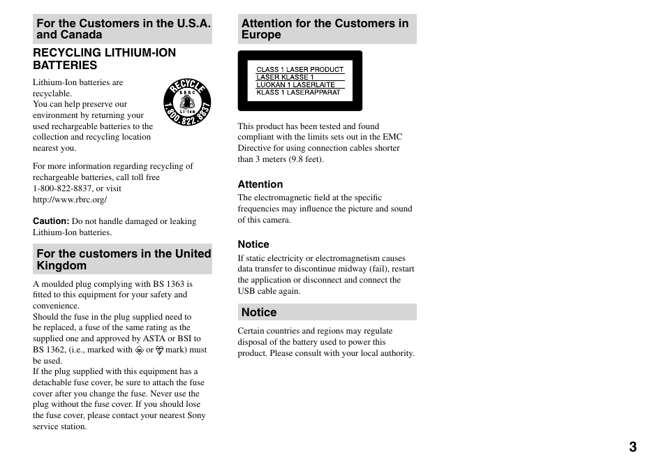 Sony DSC-V3 User Manual | Page 3 / 156