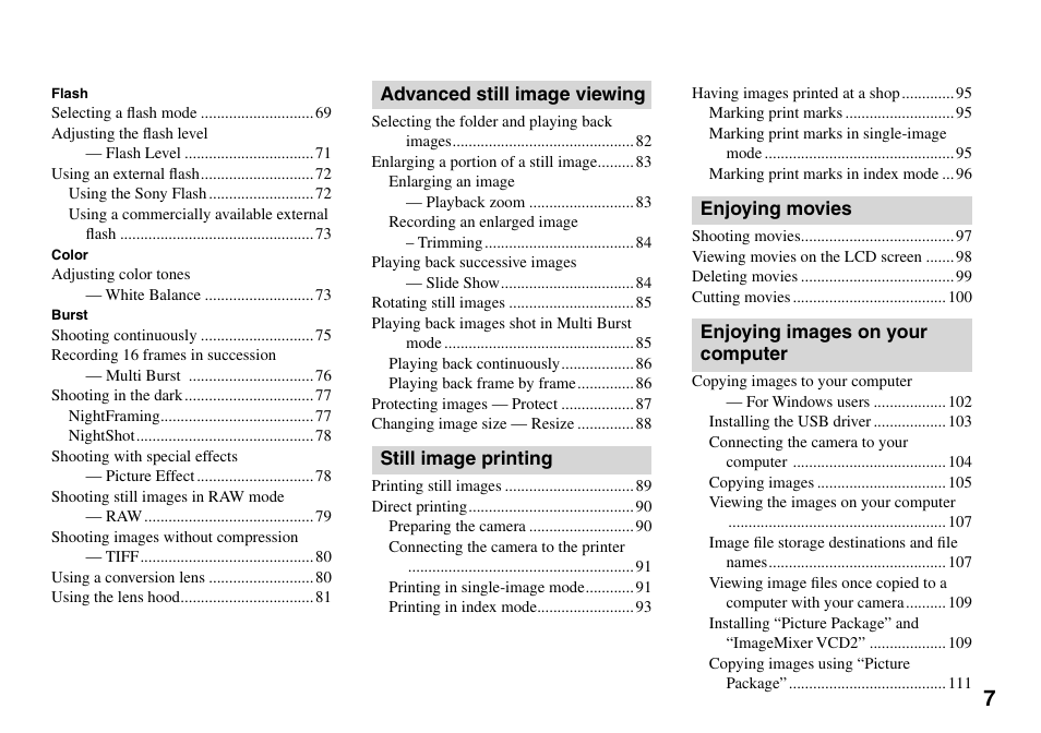 Sony DSC-V3 User Manual | Page 7 / 156