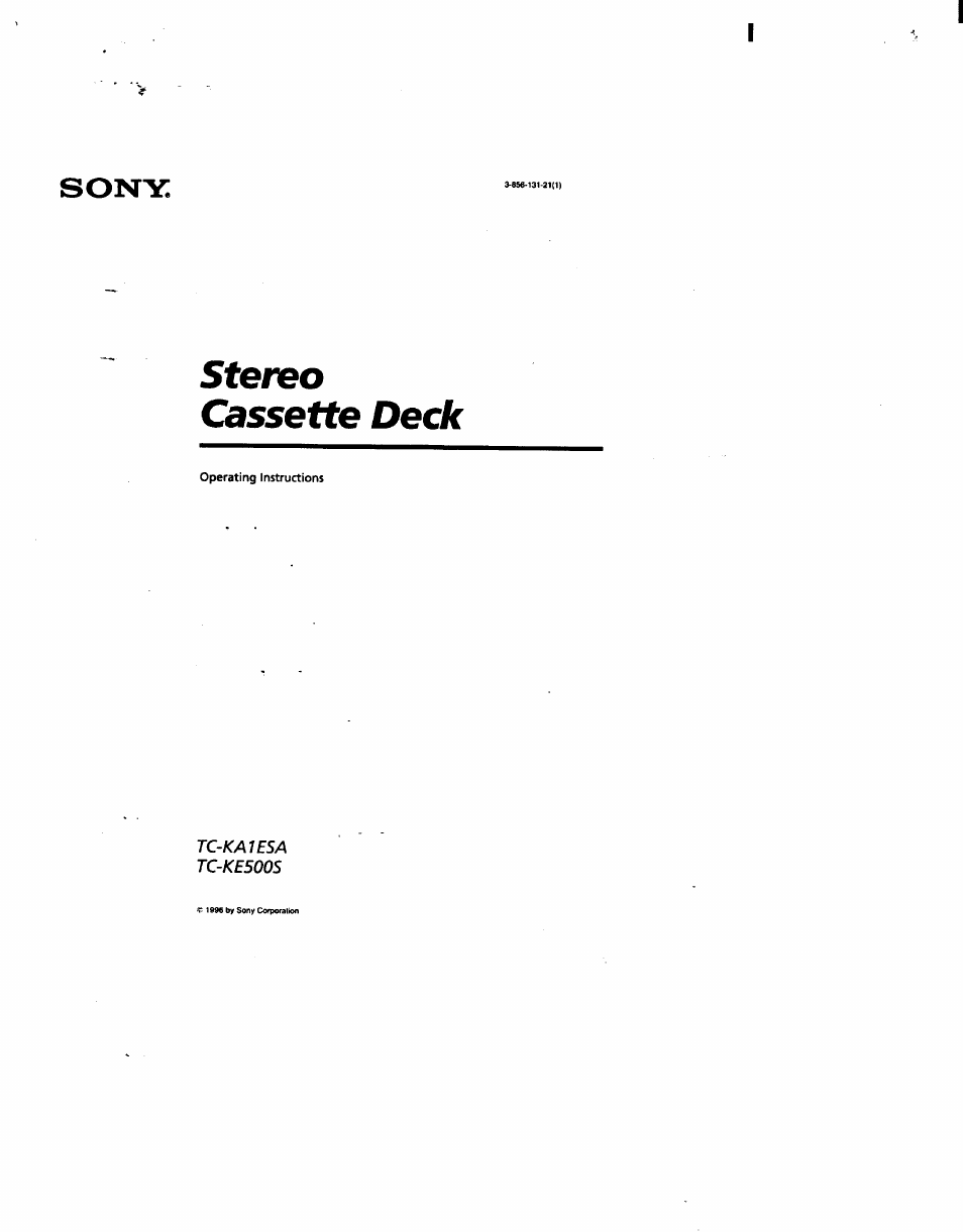 Sony TC-KA1ESA User Manual | 14 pages