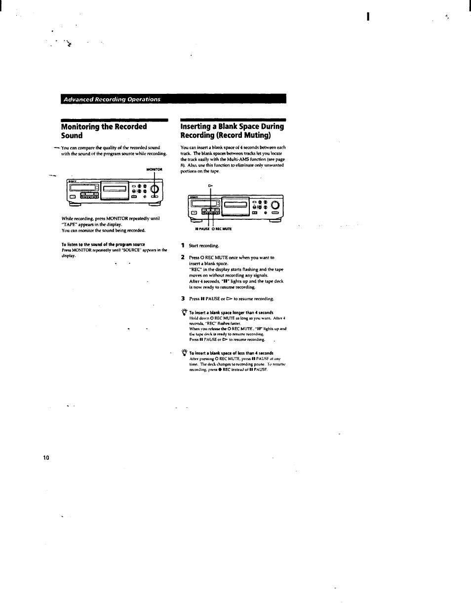 Monitoring the recorded sound | Sony TC-KA1ESA User Manual | Page 9 / 14