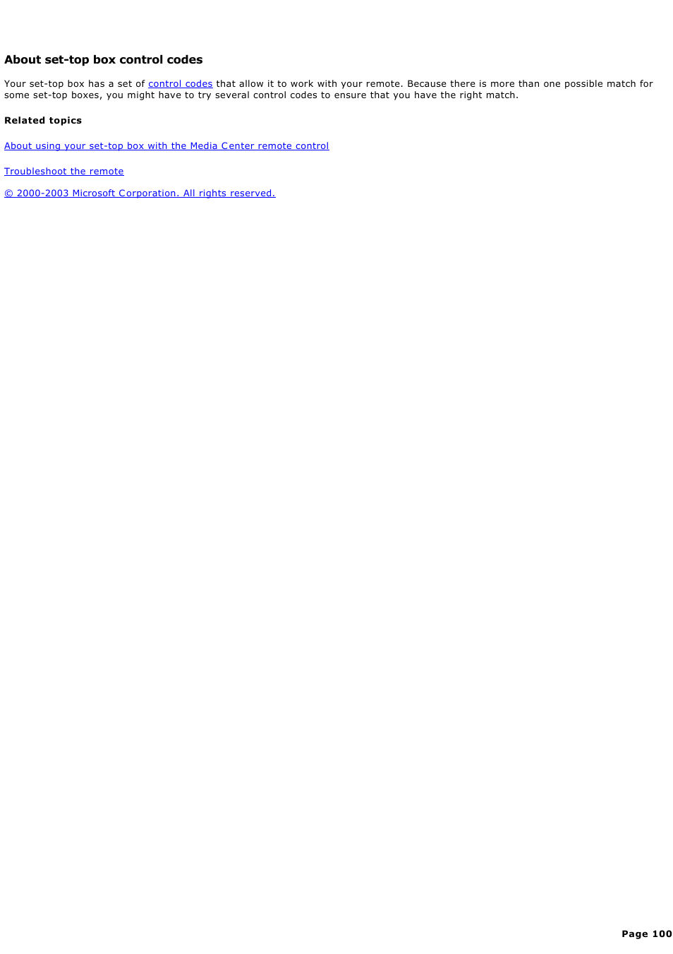 About set-top box control codes | Sony PCV-RZ44G User Manual | Page 100 / 459