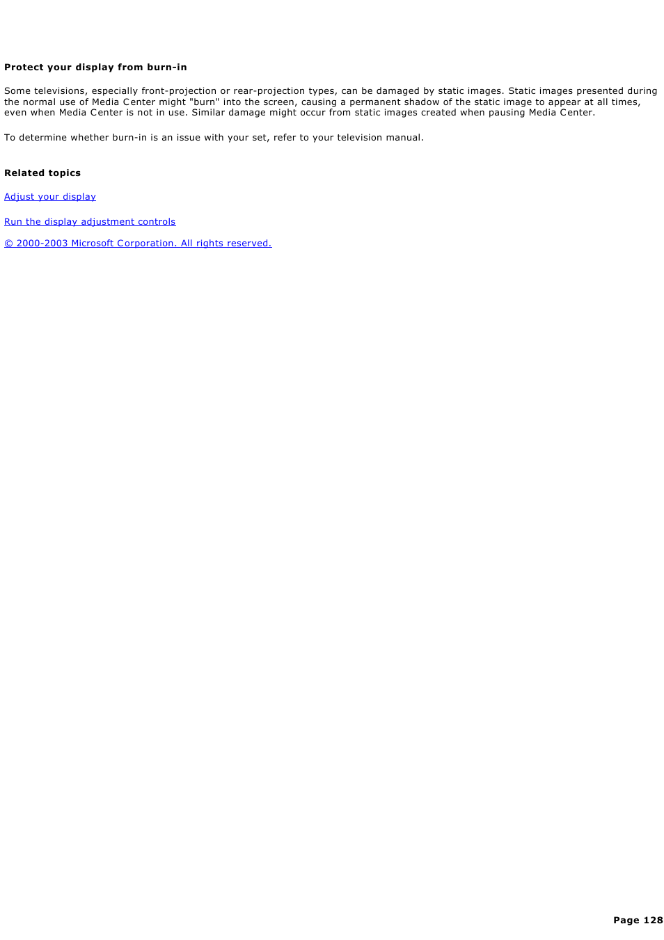 Protect your display from burn-in | Sony PCV-RZ44G User Manual | Page 128 / 459