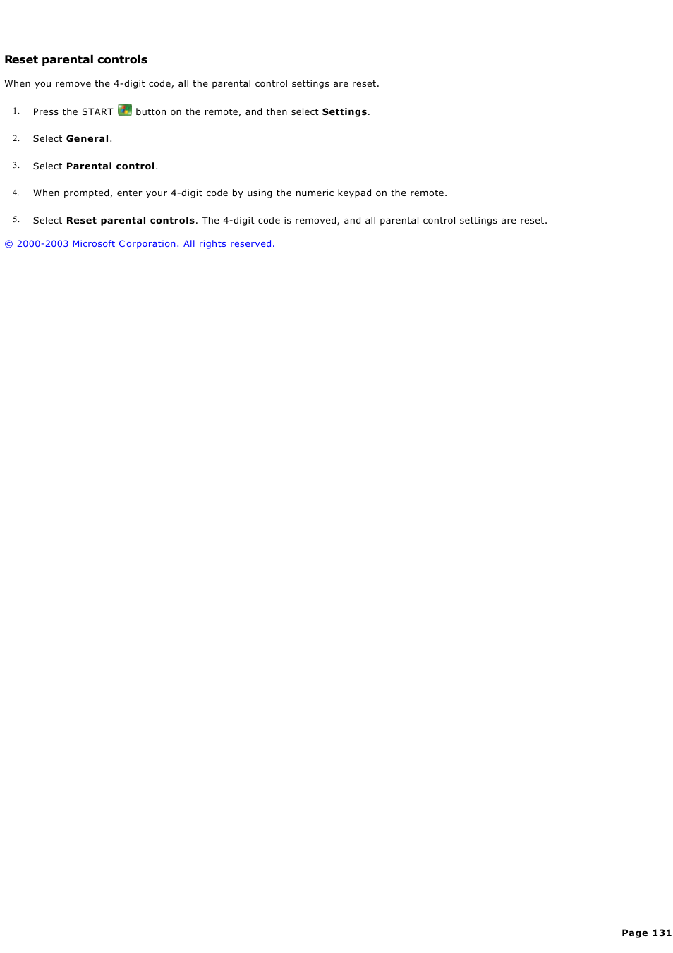 Reset parental controls | Sony PCV-RZ44G User Manual | Page 131 / 459