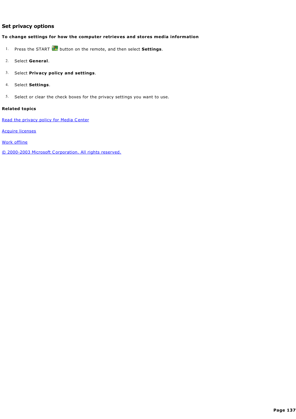 Set privacy options | Sony PCV-RZ44G User Manual | Page 137 / 459
