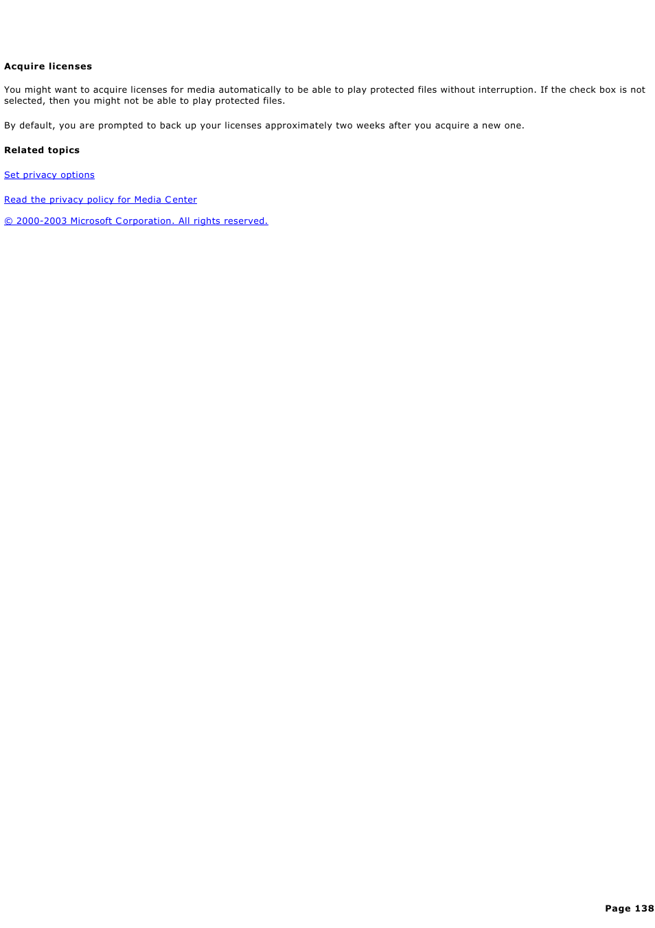 Acquire licenses | Sony PCV-RZ44G User Manual | Page 138 / 459