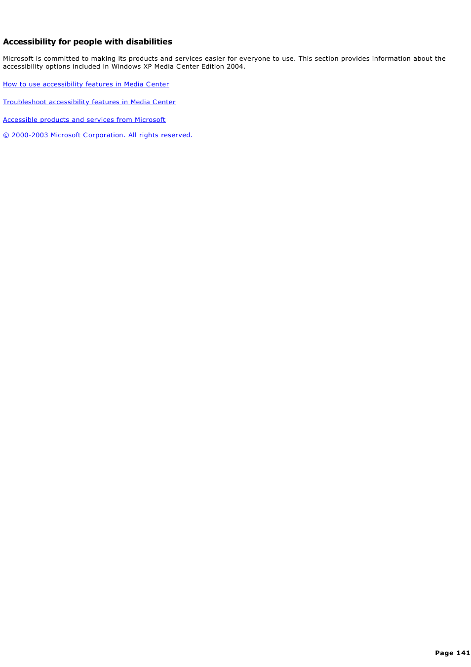 Accessibility for people with disabilities | Sony PCV-RZ44G User Manual | Page 141 / 459