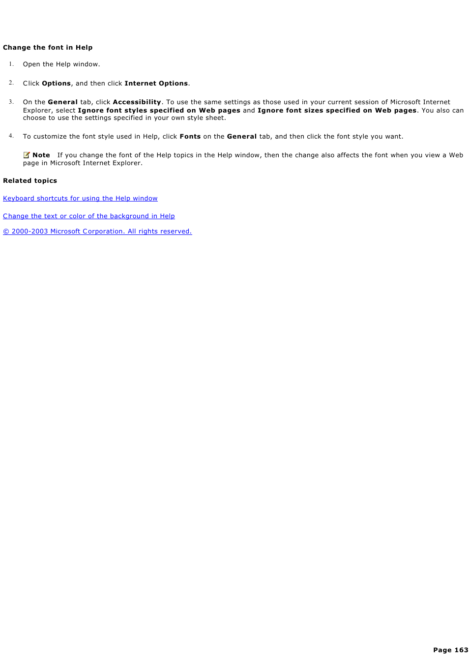 Change the font in help | Sony PCV-RZ44G User Manual | Page 163 / 459