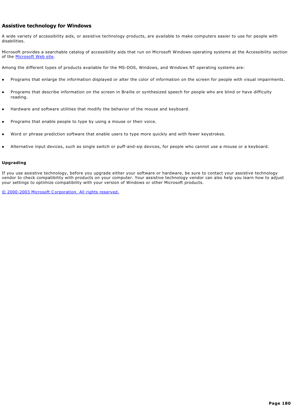 Assistive technology for windows | Sony PCV-RZ44G User Manual | Page 180 / 459