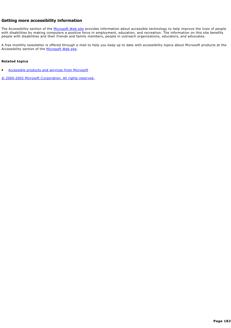 Getting more accessibility information | Sony PCV-RZ44G User Manual | Page 182 / 459