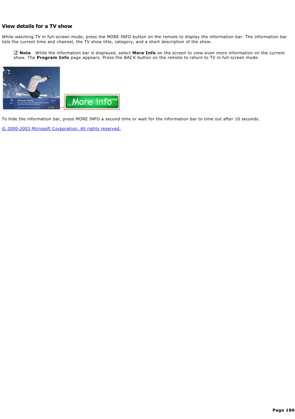 View details for a tv show | Sony PCV-RZ44G User Manual | Page 186 / 459