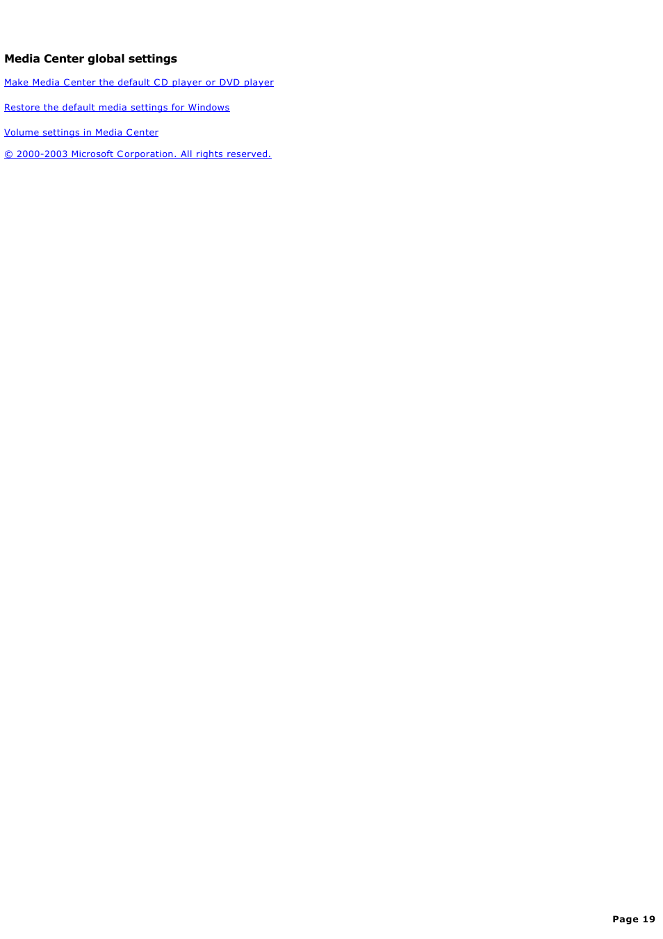 Media center global settings | Sony PCV-RZ44G User Manual | Page 19 / 459