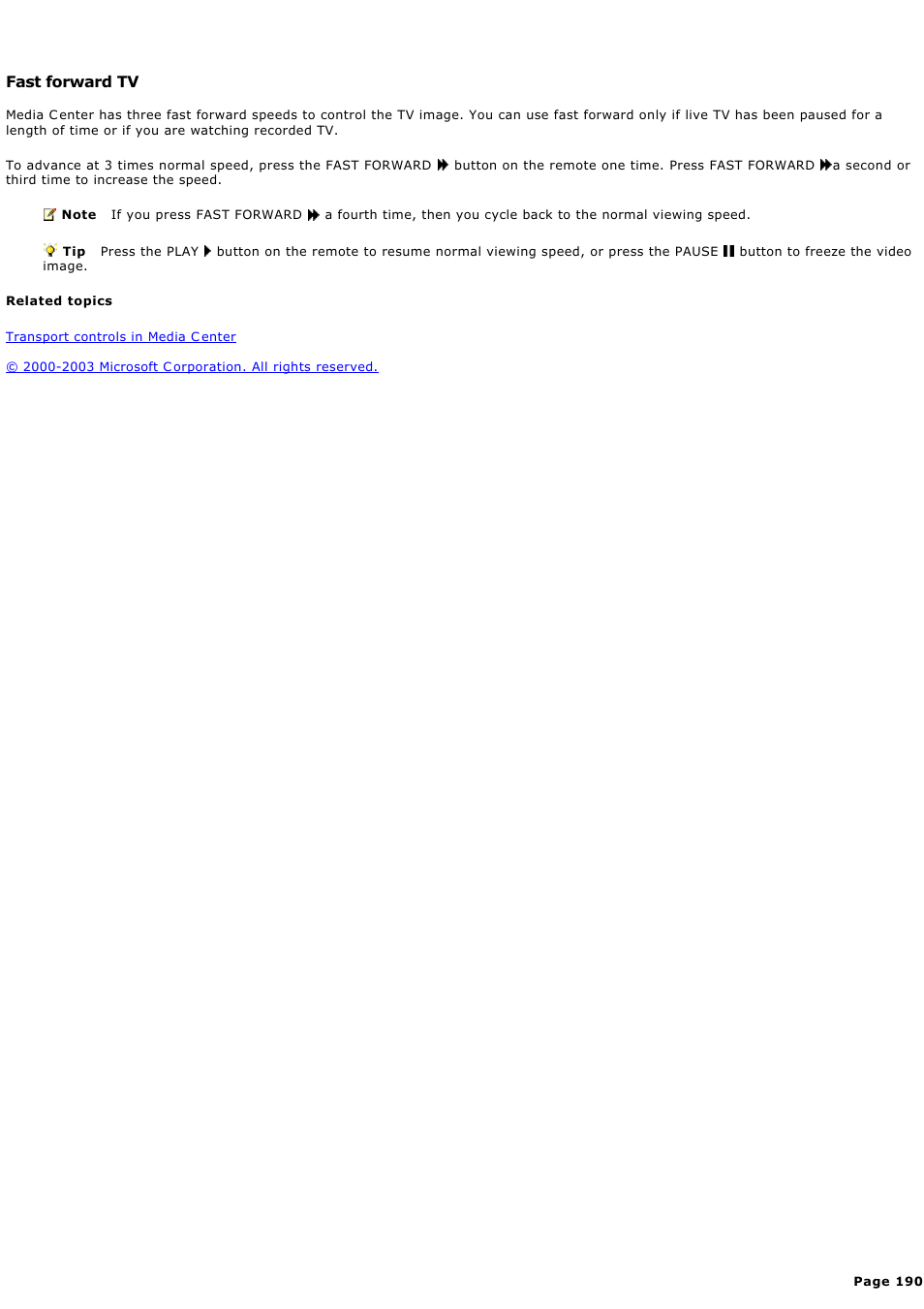 Fast forward tv | Sony PCV-RZ44G User Manual | Page 190 / 459