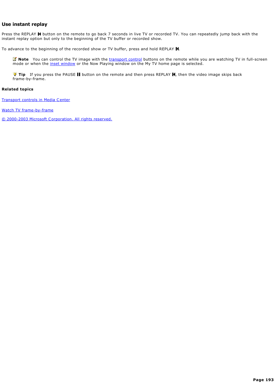 Use instant replay | Sony PCV-RZ44G User Manual | Page 193 / 459