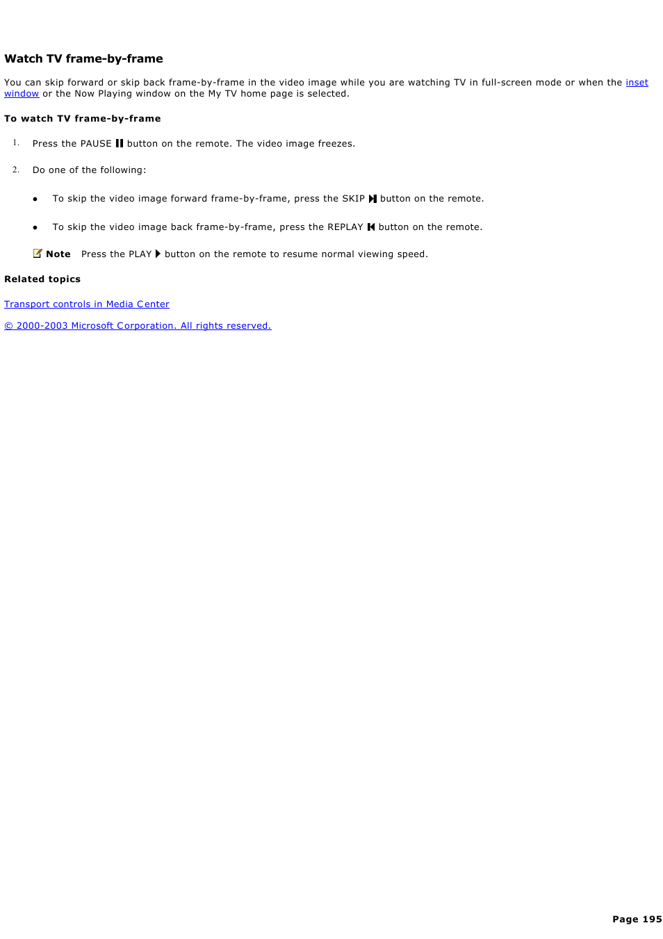 Watch tv frame-by-frame | Sony PCV-RZ44G User Manual | Page 195 / 459