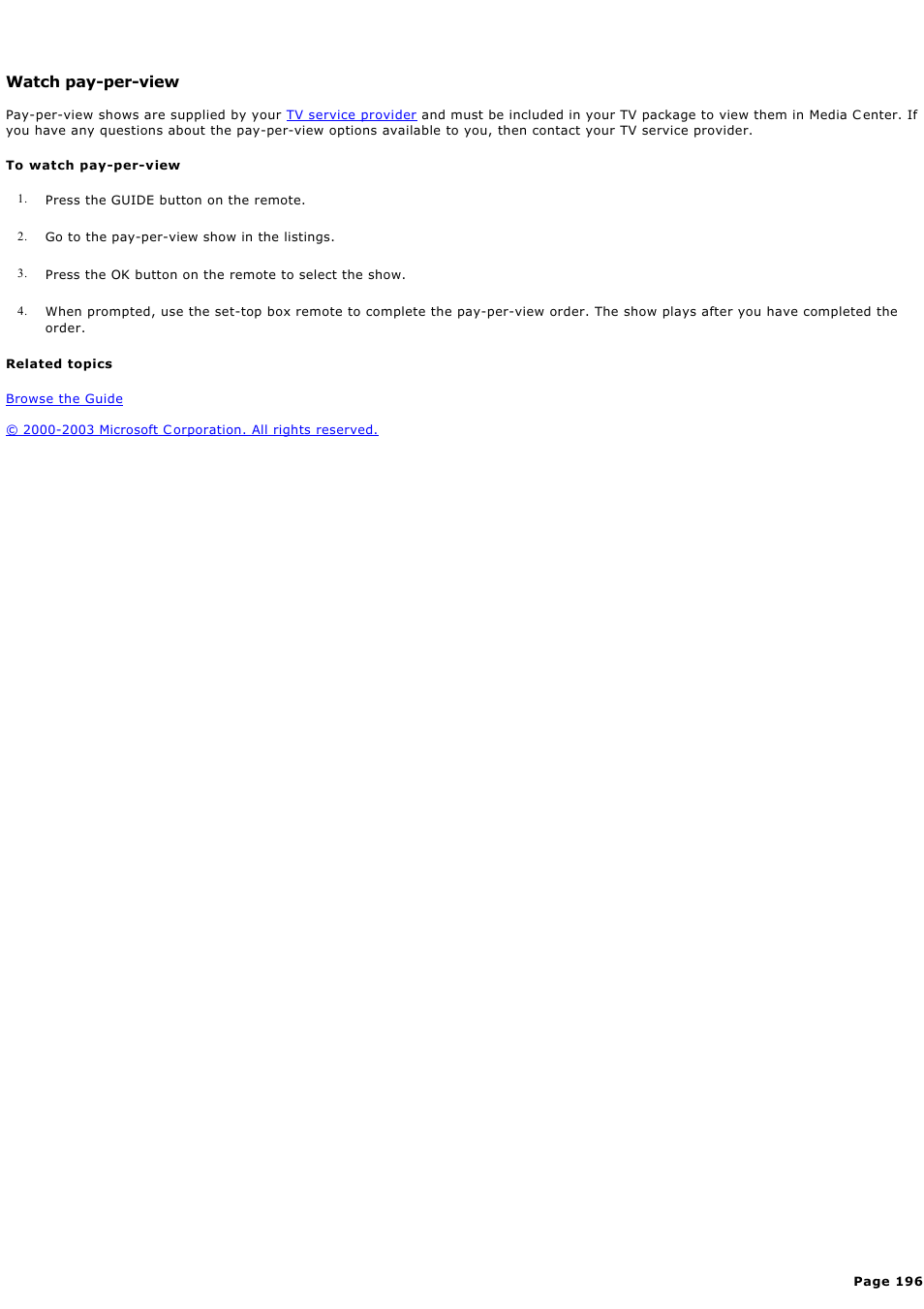 Watch pay-per-view | Sony PCV-RZ44G User Manual | Page 196 / 459