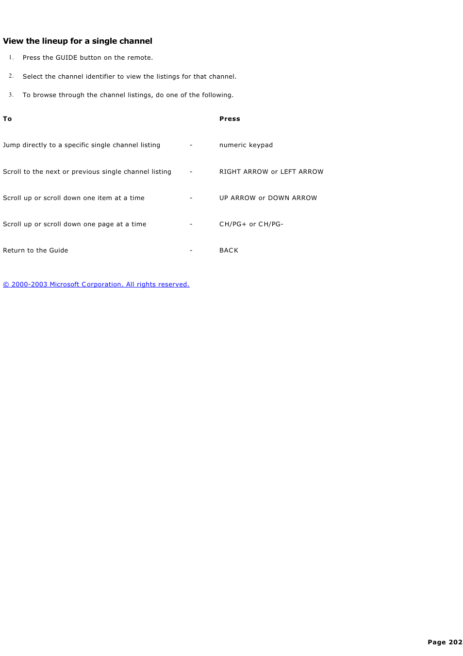 View the lineup for a single channel | Sony PCV-RZ44G User Manual | Page 202 / 459