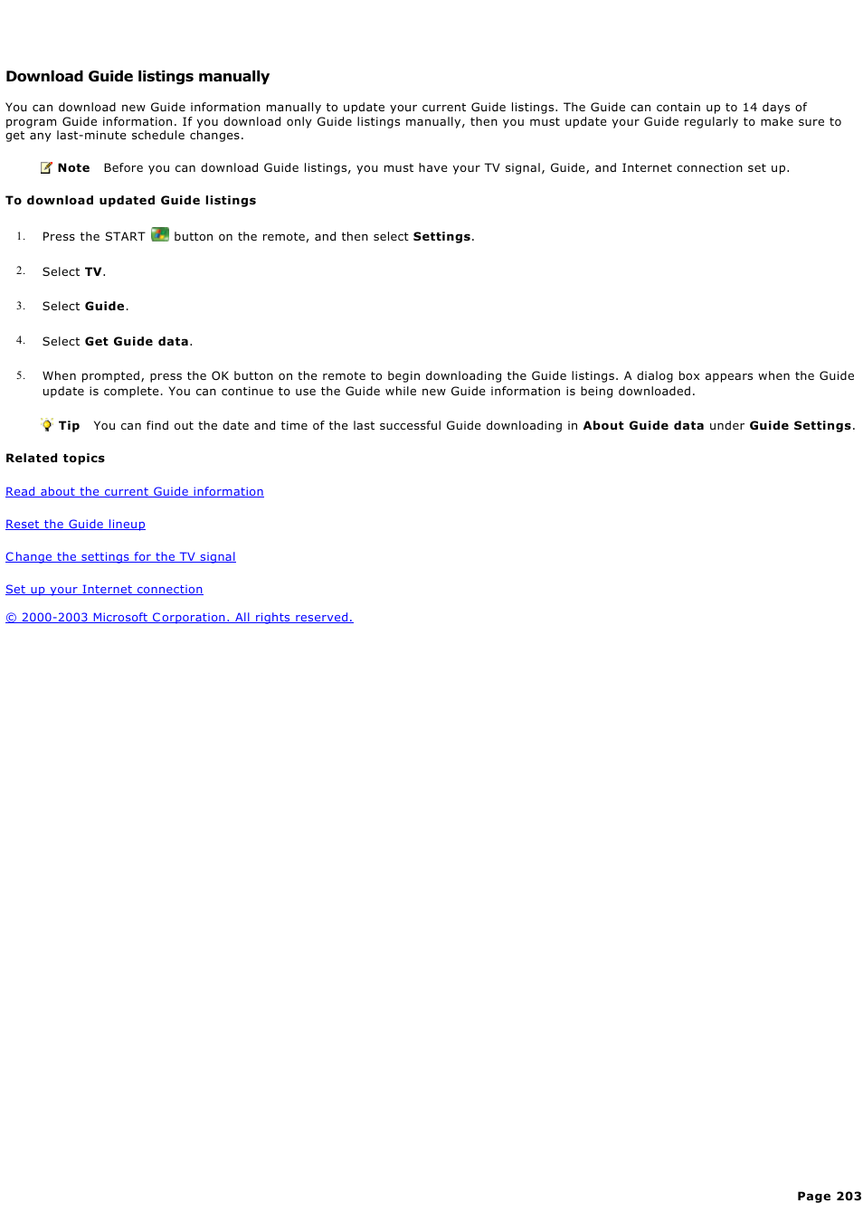 Download guide listings manually | Sony PCV-RZ44G User Manual | Page 203 / 459