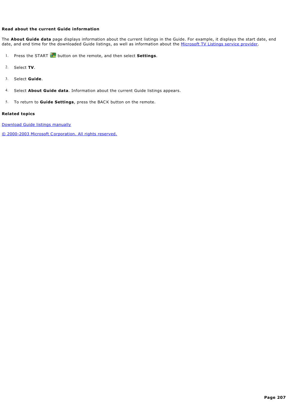 Read about the current guide information | Sony PCV-RZ44G User Manual | Page 207 / 459