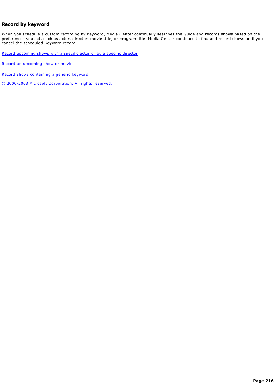 Record by keyword | Sony PCV-RZ44G User Manual | Page 216 / 459